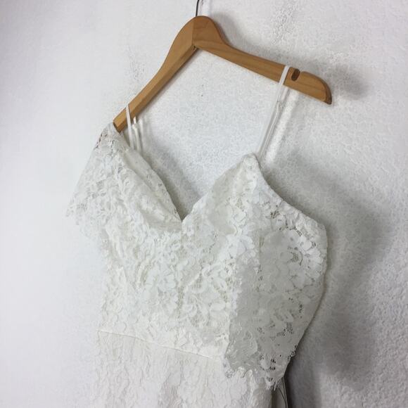 NWT Lulus Caterina White Lace Off-the-Shoulder Mermaid Maxi Dress Gown XS - Picture 9 of 16